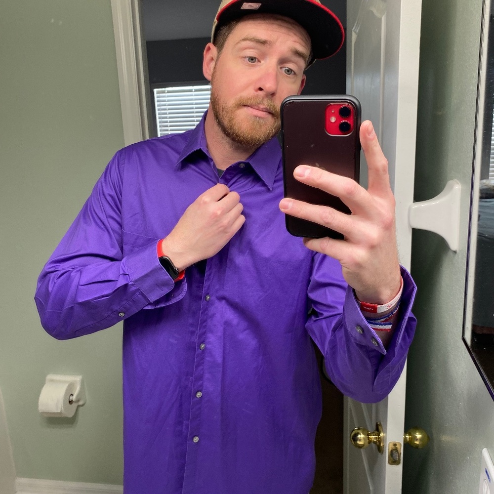 MUST GO!MUSED - VAN HEUSEN MENS DRESS SHIRT-EXTREME COLOR PURPLE-15-15 1/2 34/35